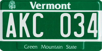 VT license plate AKC034