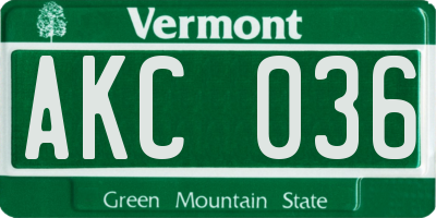 VT license plate AKC036