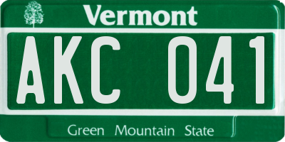 VT license plate AKC041