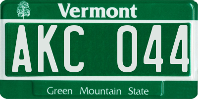 VT license plate AKC044