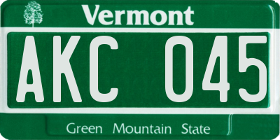 VT license plate AKC045