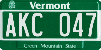 VT license plate AKC047