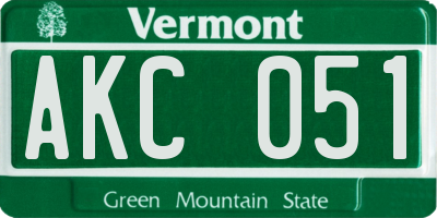 VT license plate AKC051