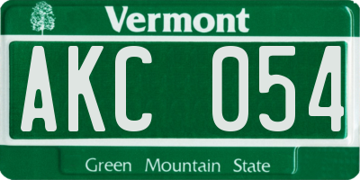 VT license plate AKC054