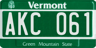 VT license plate AKC061