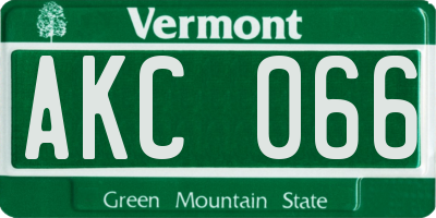 VT license plate AKC066