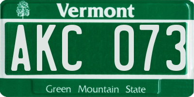 VT license plate AKC073