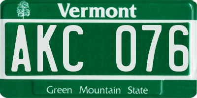 VT license plate AKC076