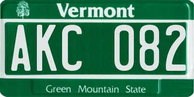 VT license plate AKC082