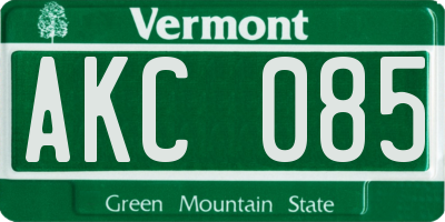 VT license plate AKC085
