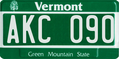 VT license plate AKC090