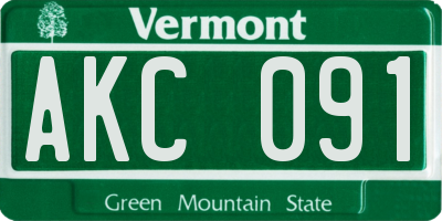 VT license plate AKC091