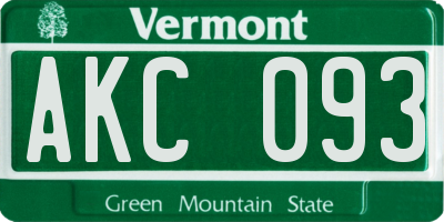 VT license plate AKC093