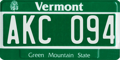 VT license plate AKC094
