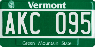 VT license plate AKC095