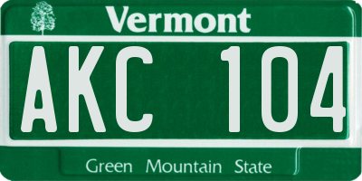VT license plate AKC104