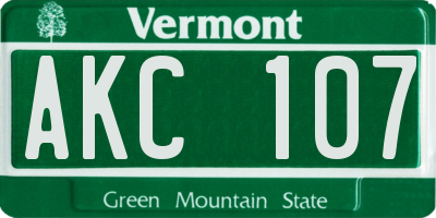 VT license plate AKC107
