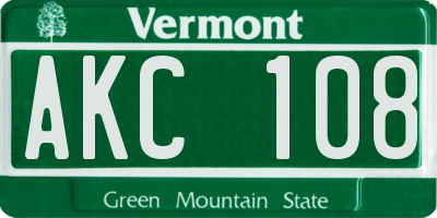 VT license plate AKC108