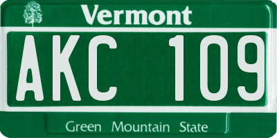 VT license plate AKC109