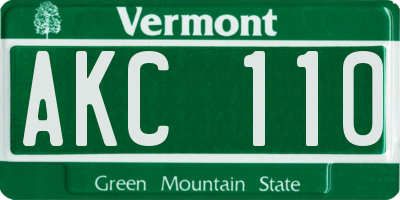 VT license plate AKC110
