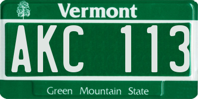 VT license plate AKC113