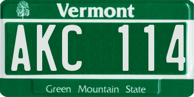 VT license plate AKC114