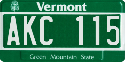 VT license plate AKC115