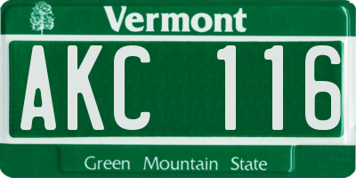 VT license plate AKC116