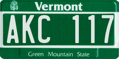 VT license plate AKC117