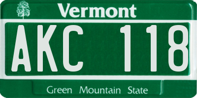 VT license plate AKC118
