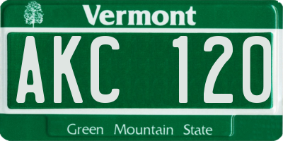 VT license plate AKC120