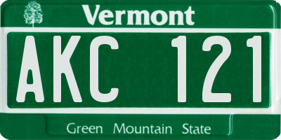VT license plate AKC121