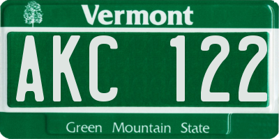 VT license plate AKC122