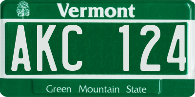 VT license plate AKC124