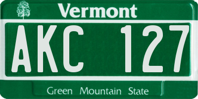 VT license plate AKC127