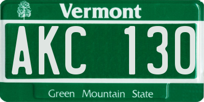 VT license plate AKC130