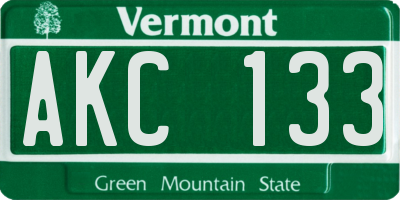 VT license plate AKC133