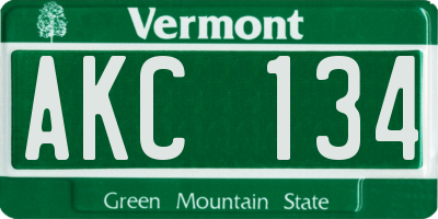 VT license plate AKC134