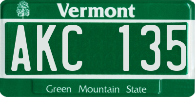VT license plate AKC135