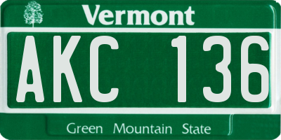 VT license plate AKC136