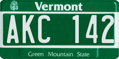 VT license plate AKC142
