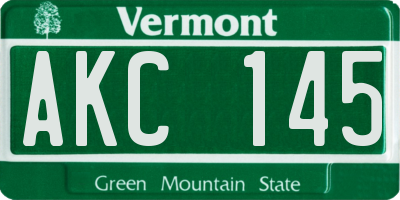 VT license plate AKC145