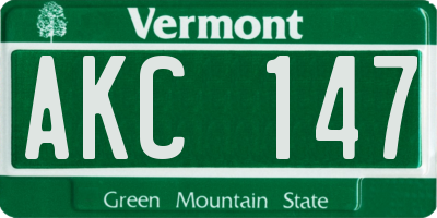 VT license plate AKC147