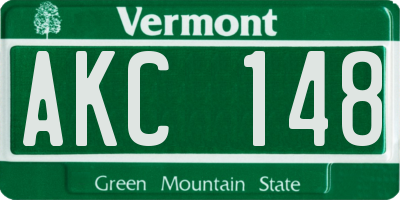 VT license plate AKC148