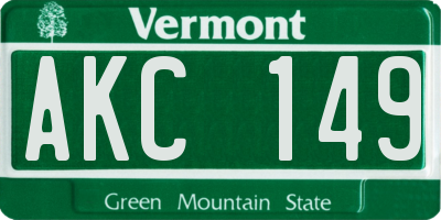 VT license plate AKC149