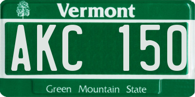 VT license plate AKC150