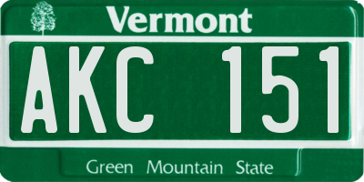 VT license plate AKC151