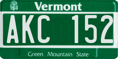 VT license plate AKC152
