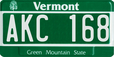 VT license plate AKC168