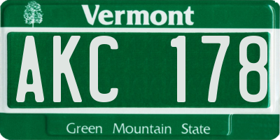 VT license plate AKC178